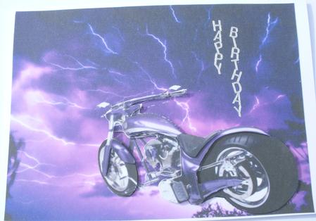 Purple Bike Decoupage on Lightning Background by Dawn Jones