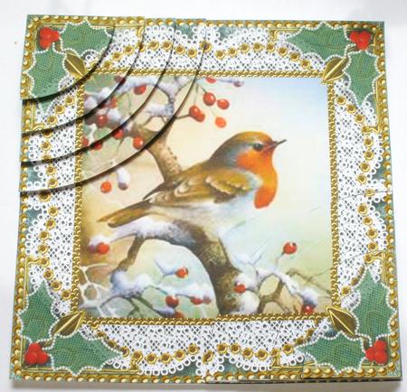 Christmas Robin 6inch Duo Corner Stack Card Front by Dawn Jones