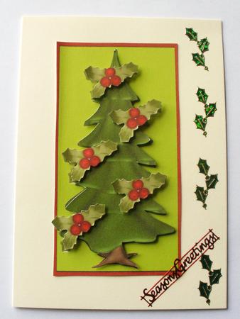 Christmas Tree and Holly Dl Size by Dawn Jones