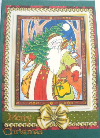 Vintage Santa of the Forest A4 by Dawn Jones