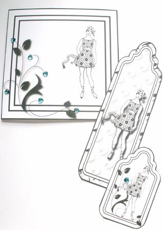 Art Deco Lady Quick Card with Tag and Bookmark 3 by Dawn Jones