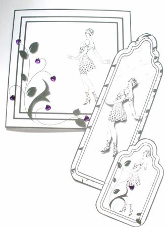 Art Deco Lady Quick Card with Tag and Bookmark 5 by Dawn Jones