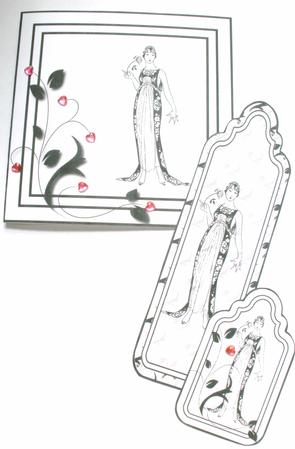 Art Deco Lady Quick Card with Tag and Bookmark 7 by Dawn Jones