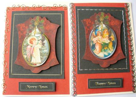 2 Christmas Card Toppers Vintage Style by Dawn Jones