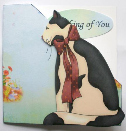 Puss Cat Happy Birthday Thinking 0f You by Dawn Jones