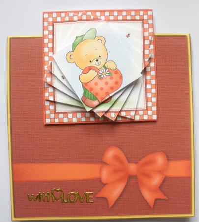Hunney Bear Robert has a Heart - No-Hole Over the Edge & Spiral Pyramid by Dawn Jones
