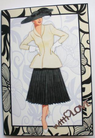 Vintage Fashion Lady on Art Deco Background Quick Card by Dawn Jones
