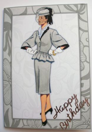 Vintage Fashion Lady on Art Deco Background Quick Card by Dawn Jones