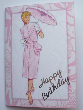 Vintage Fashion Lady on Art Deco Background Quick Card by Dawn Jones
