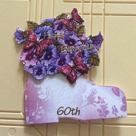 Boot with Pansies Decoupage Card by Deb  Meese 