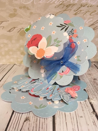 Scalloped and Stitched Hat Easel Card with Mum Sentiment by Debbie Haselden