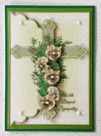 Sympathy Cross 1 Scalloped Edge Faux Envelope Card by Debbie Knechtel