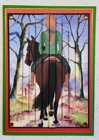 Slat Card - Girl Horse Riding by Debbie Knechtel