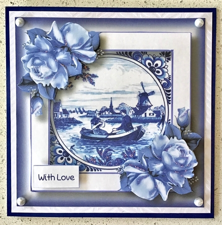 Delft Blue Tile & Roses 1 by Debbie Knechtel