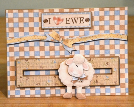 I Love Ewe Penny Slider with Decoupaged Spinner by Debbie Knechtel