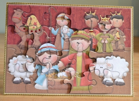 Nativity Scene Jigsaw Puzzle Card Front by Debbie Knechtel