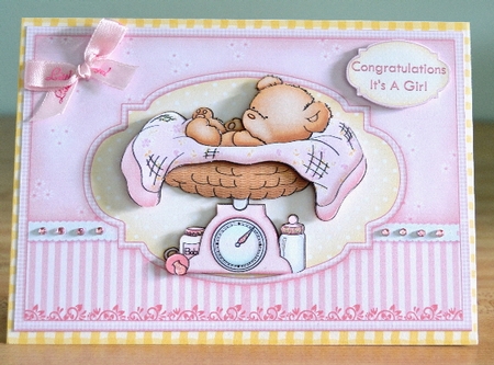 Baby Girl Bear Scales Decoupage Mini Kit by Debbie Knechtel