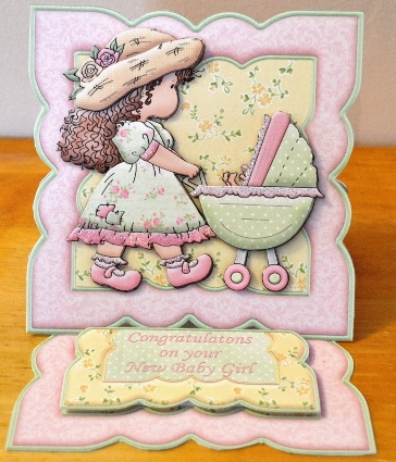 New Baby Girl Stroller Easel Card Kit with Decoupage by Debbie Knechtel