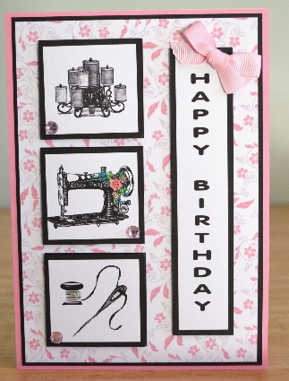 Vintage Sewing / Seamstress Decoupage Card by Debbie Knechtel