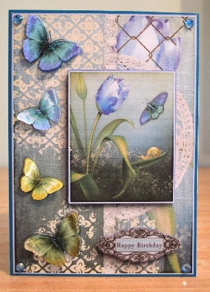 Cardtopper with Matching Envelope Blue Tulip 784 by Debbie Knechtel