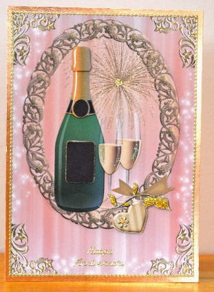 Champagne and Celebration Card Front, Topper & Decoupage by Debbie Knechtel