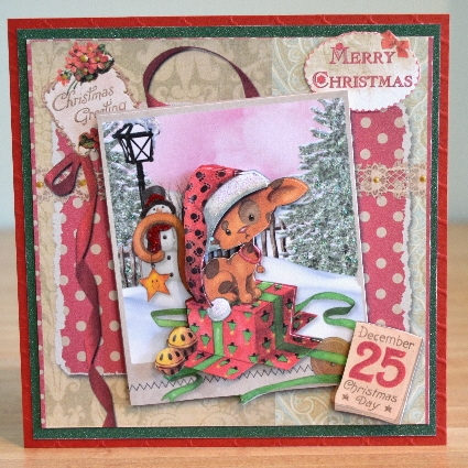 Vintage Christmas Kitten Last Minute Wrapping Mini Kit by Debbie Knechtel