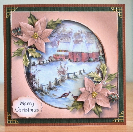 Watercolour Winter Oast House - Square by Debbie Knechtel