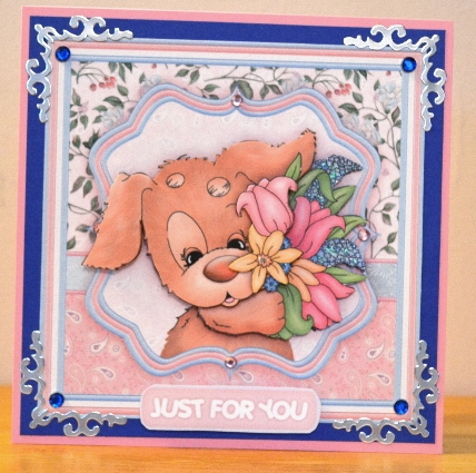 CUTE PUPPY & SPRING BOUQUET 8x8 Decoupage & Insert Mini Kit by Debbie Knechtel