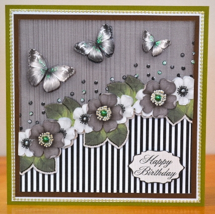 Vintage Stripes Flowers brown 1124 by Debbie Knechtel