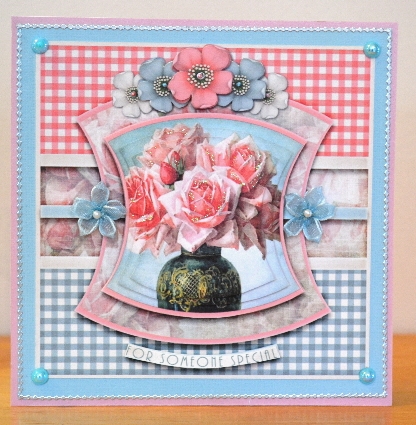 Vintage Flowers On A Plaid 1170 by Debbie Knechtel
