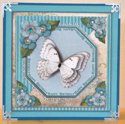 Vintage Lace Flowers Butterfly Birthday Card Kit 1251 by Debbie Knechtel