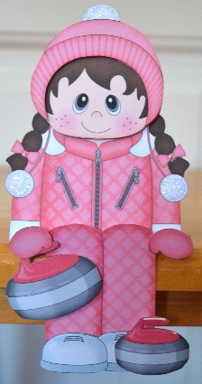 3D On the Shelf Card Kit - Winter Sports Branda goes Curling by Debbie Knechtel