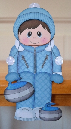 3D On the Shelf Card Kit - Winter Sports Garry goes Curling by Debbie Knechtel
