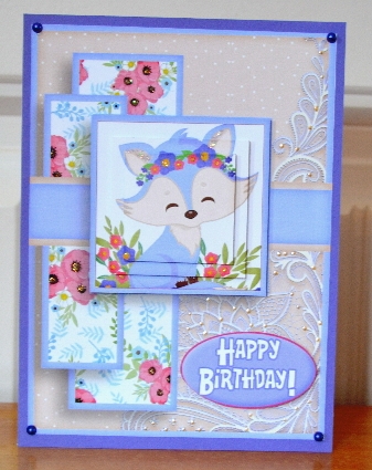 Cardtopper Pyramids 1387 little purple fox by Debbie Knechtel
