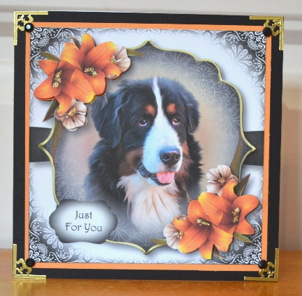 Gorgeous Burnese Mountain Dog & Lilies by Debbie Knechtel