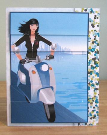 Carefree Lady Out on Her Scooter Stacker Card by Debbie Knechtel