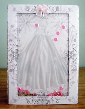 Winter Wonderland Wedding Pink Shaker Card by Debbie Knechtel