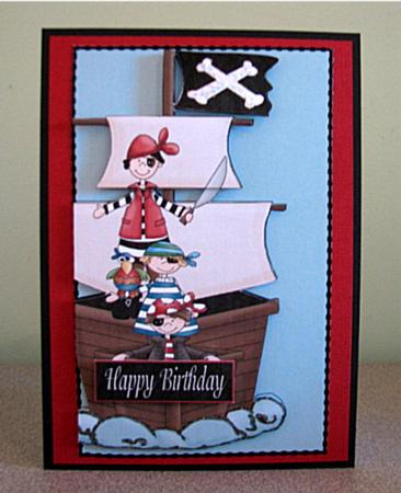 Ah Me Hearties Pirate Ship Step by Step Card by Debbie Knechtel