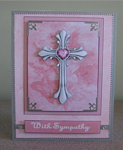 Ornate Pink Cross Sympathy Decoupage Sheet by Debbie Knechtel