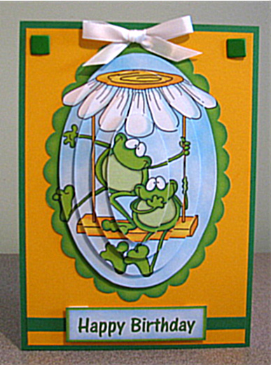 Froggy Friends - Oval Pyramid by Debbie Knechtel