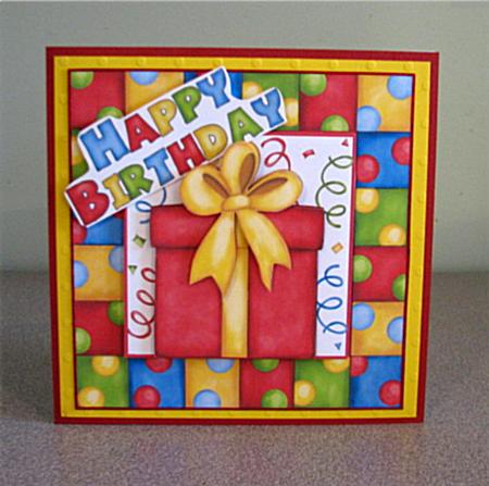 Happy Happy Birthday - Decoupage Card by Debbie Knechtel