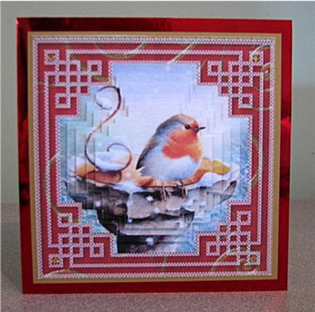 Christmas Robin Matching Ex Square Card by Debbie Knechtel