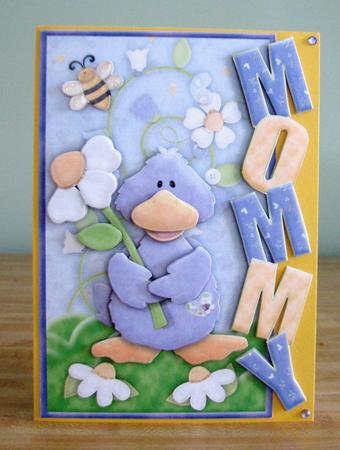 Ducky with Flower Over the Side M0mmy Card by Debbie Knechtel