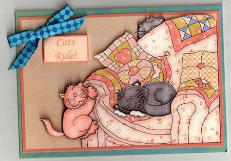 Cats Rule Card Front and Decoupage by Debbie Knechtel