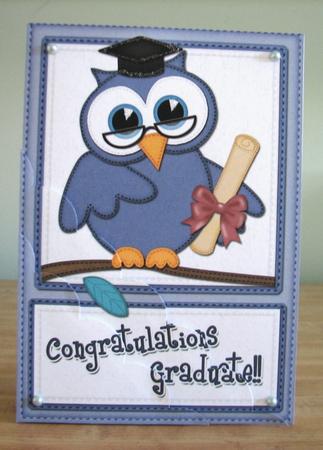 A5 Wise Owl Congratulations Graduate Felties Scallop Corner by Debbie Knechtel