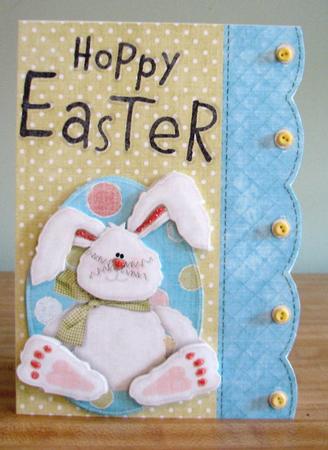Hoppy Easter Bunny Egg Scalloped Card by Debbie Knechtel