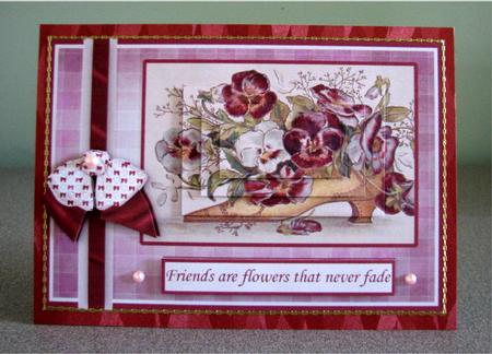 Vintage Violas in Shoe Card Front & Pyramage by Debbie Knechtel