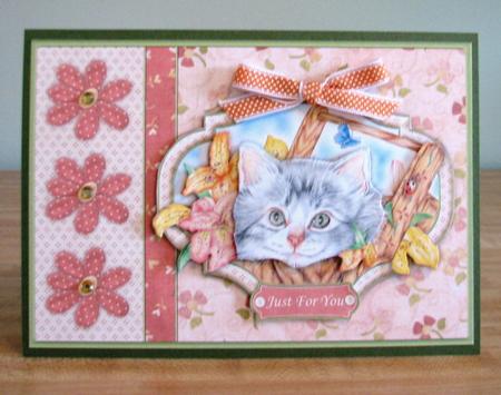 Kitten in Lily Basket Topper & Decoupage by Debbie Knechtel