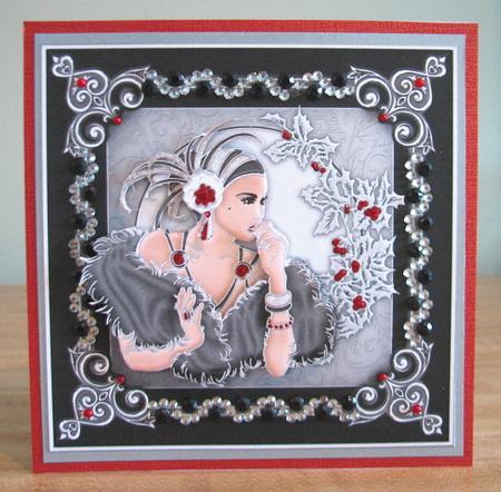 Art Deco Lady Christmas Black & Silver Decoupage by Debbie Knechtel