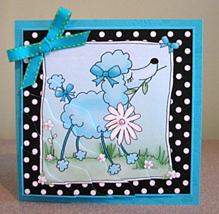 Cute Poodle Quick Card with Wavy Corner Side Stacker by Debbie Knechtel